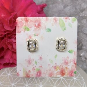 Elegant Gold CZ Stud Earrings 925